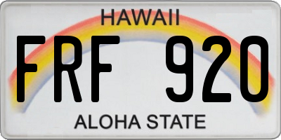 HI license plate FRF920