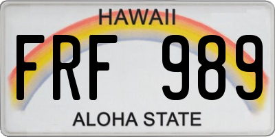 HI license plate FRF989