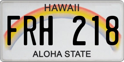 HI license plate FRH218