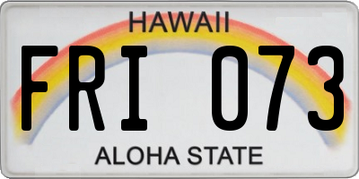 HI license plate FRI073