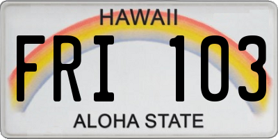 HI license plate FRI103