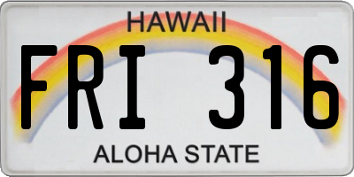 HI license plate FRI316