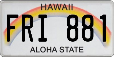 HI license plate FRI881