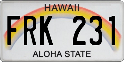 HI license plate FRK231