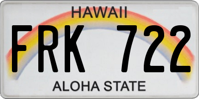 HI license plate FRK722