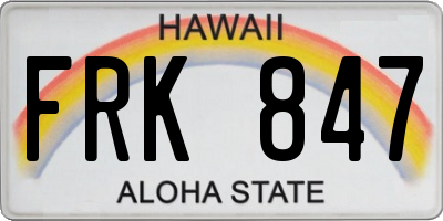 HI license plate FRK847