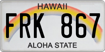HI license plate FRK867