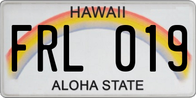HI license plate FRL019