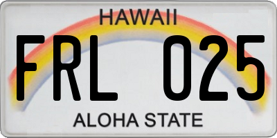 HI license plate FRL025
