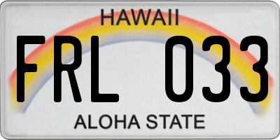 HI license plate FRL033