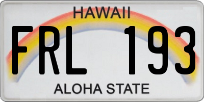 HI license plate FRL193