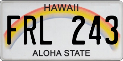 HI license plate FRL243
