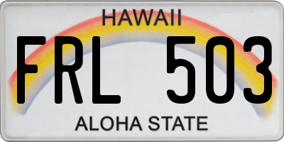 HI license plate FRL503