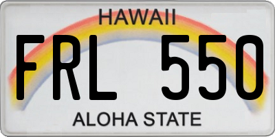 HI license plate FRL550