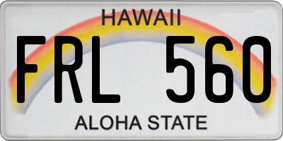 HI license plate FRL560