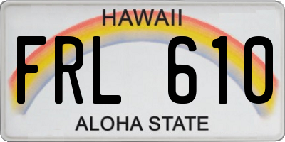 HI license plate FRL610