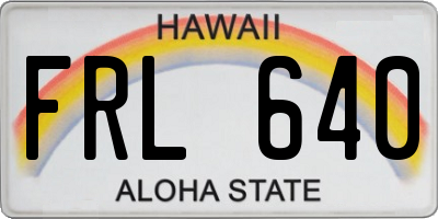 HI license plate FRL640