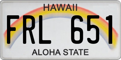 HI license plate FRL651