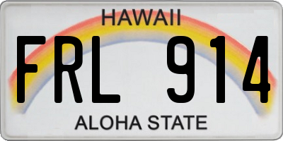 HI license plate FRL914