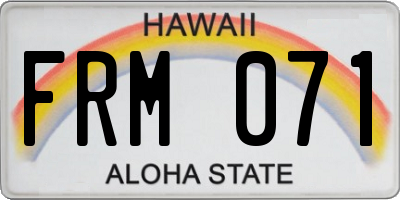 HI license plate FRM071