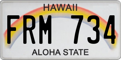 HI license plate FRM734