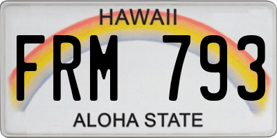 HI license plate FRM793