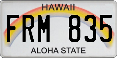 HI license plate FRM835
