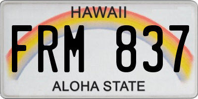 HI license plate FRM837