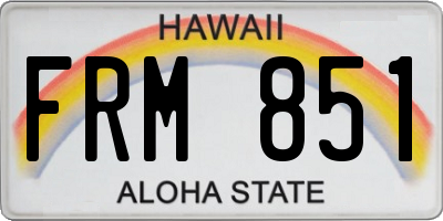 HI license plate FRM851