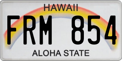 HI license plate FRM854