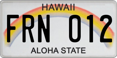 HI license plate FRN012