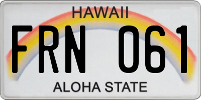 HI license plate FRN061