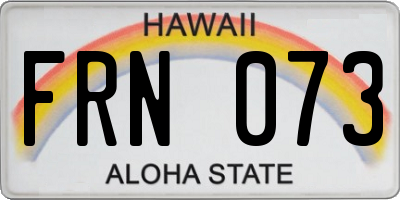 HI license plate FRN073