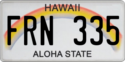 HI license plate FRN335