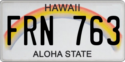 HI license plate FRN763