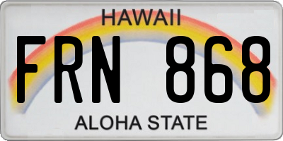 HI license plate FRN868