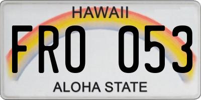 HI license plate FRO053