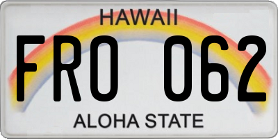 HI license plate FRO062