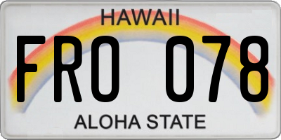 HI license plate FRO078