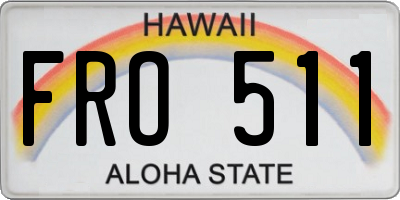 HI license plate FRO511
