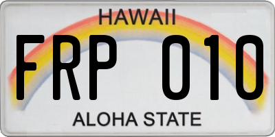 HI license plate FRP010