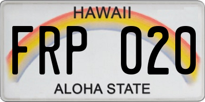 HI license plate FRP020