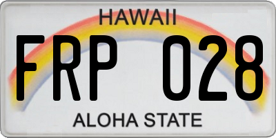 HI license plate FRP028