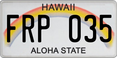 HI license plate FRP035