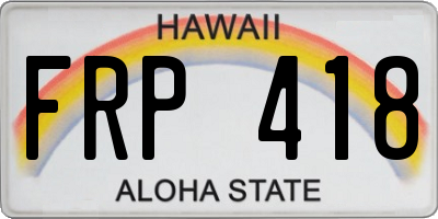 HI license plate FRP418