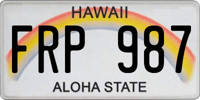 HI license plate FRP987