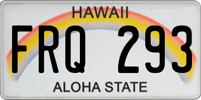 HI license plate FRQ293