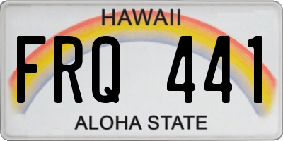 HI license plate FRQ441