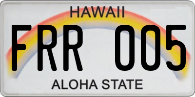 HI license plate FRR005