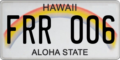 HI license plate FRR006